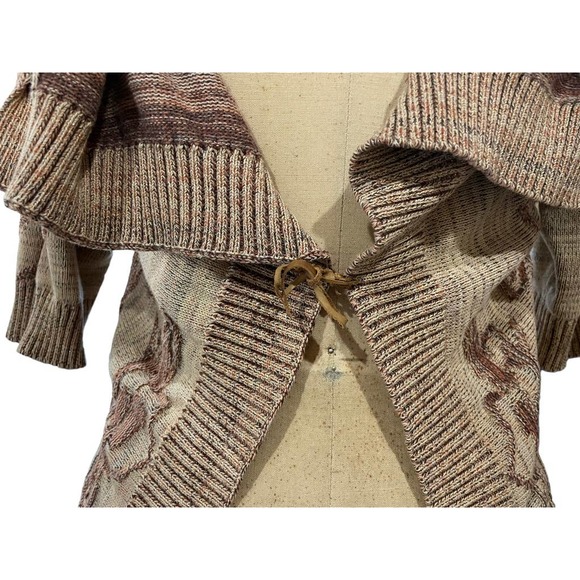 Coldwater Creek Womens Cardigan Sweater Brown Tan Floral Knit XS - Picture 2 of 8